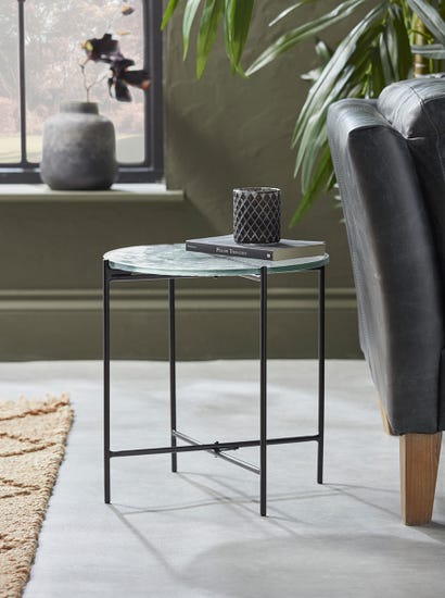 Round Reeded Glass Side Table