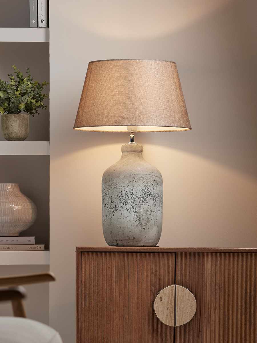 Product photograph of Textured Concrete Effect Table Lamp from Cox and Cox.