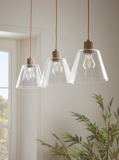 Three Glass Tapered Pendants