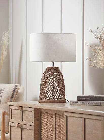 Round Rattan Dome Table lamp