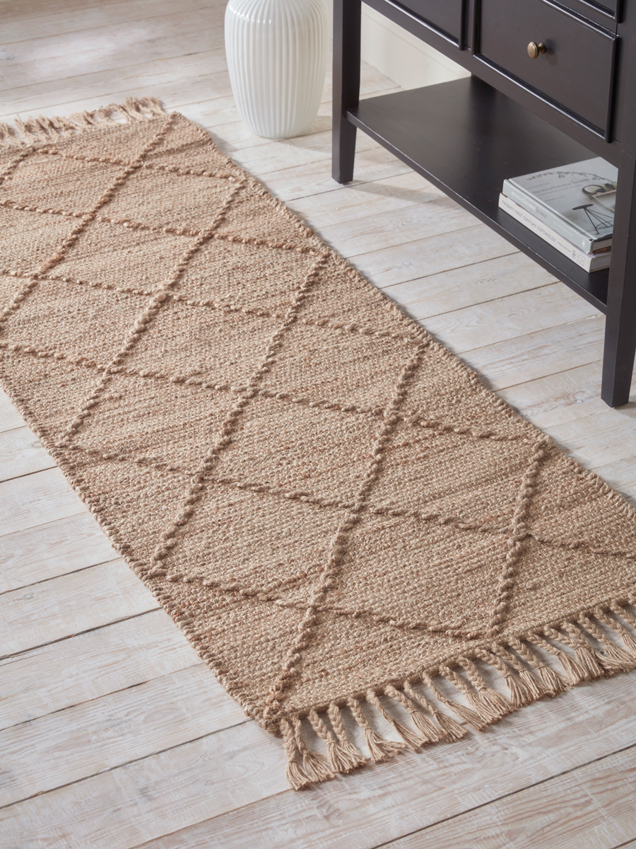 Product photograph of Diamond Braided Runner from Cox and Cox