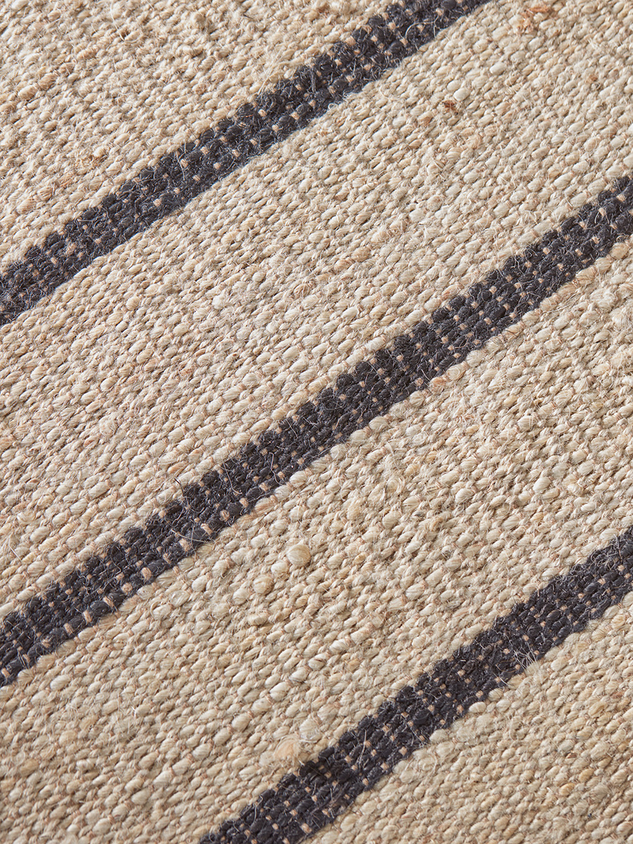 Product photograph of Jute Black Striped Runner from Cox and Cox.