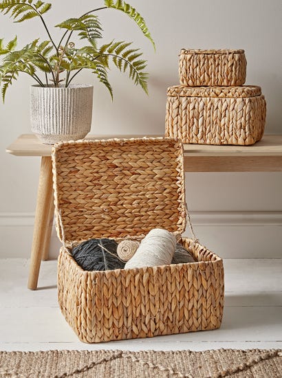 Three Hyacinth Storage Baskets