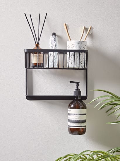 Iron Bathroom Shelf - Black