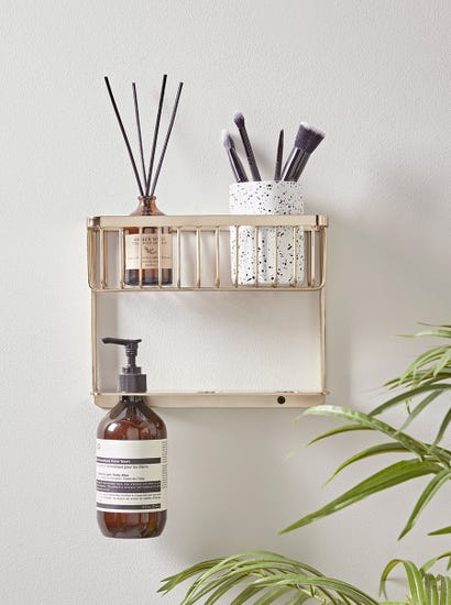 Iron Bathroom Shelf - Brass
