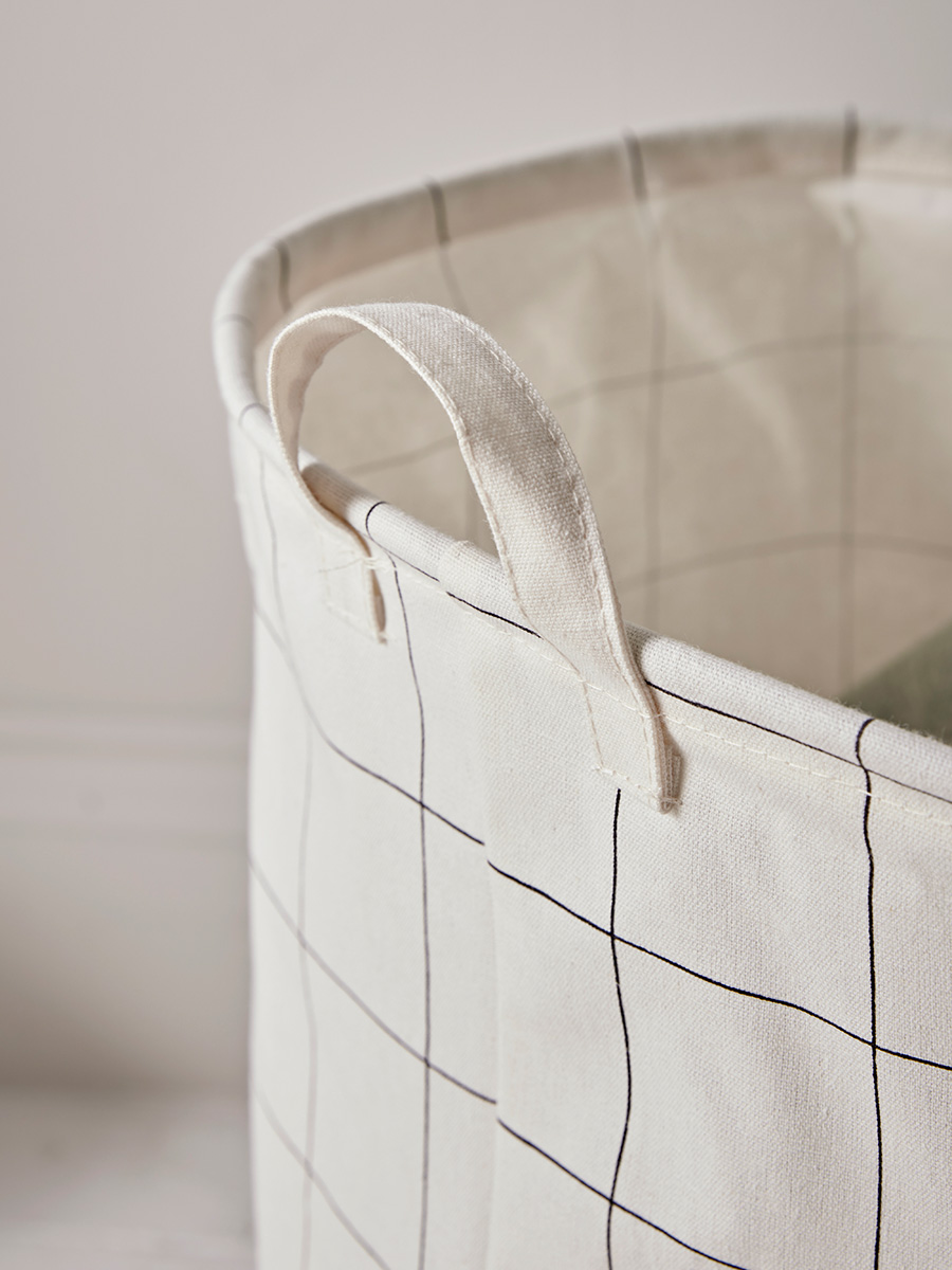 Product photograph of Black White Checked Laundry Basket from Cox and Cox.