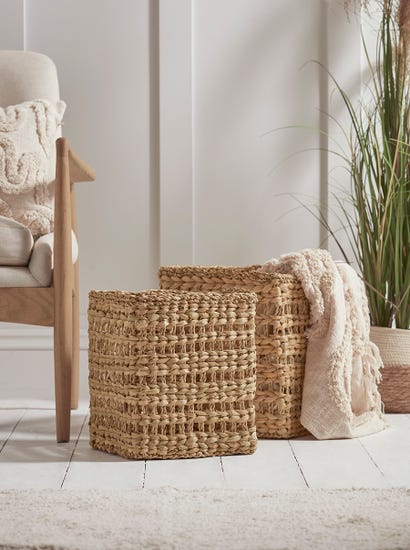 Two Square Woven Baskets