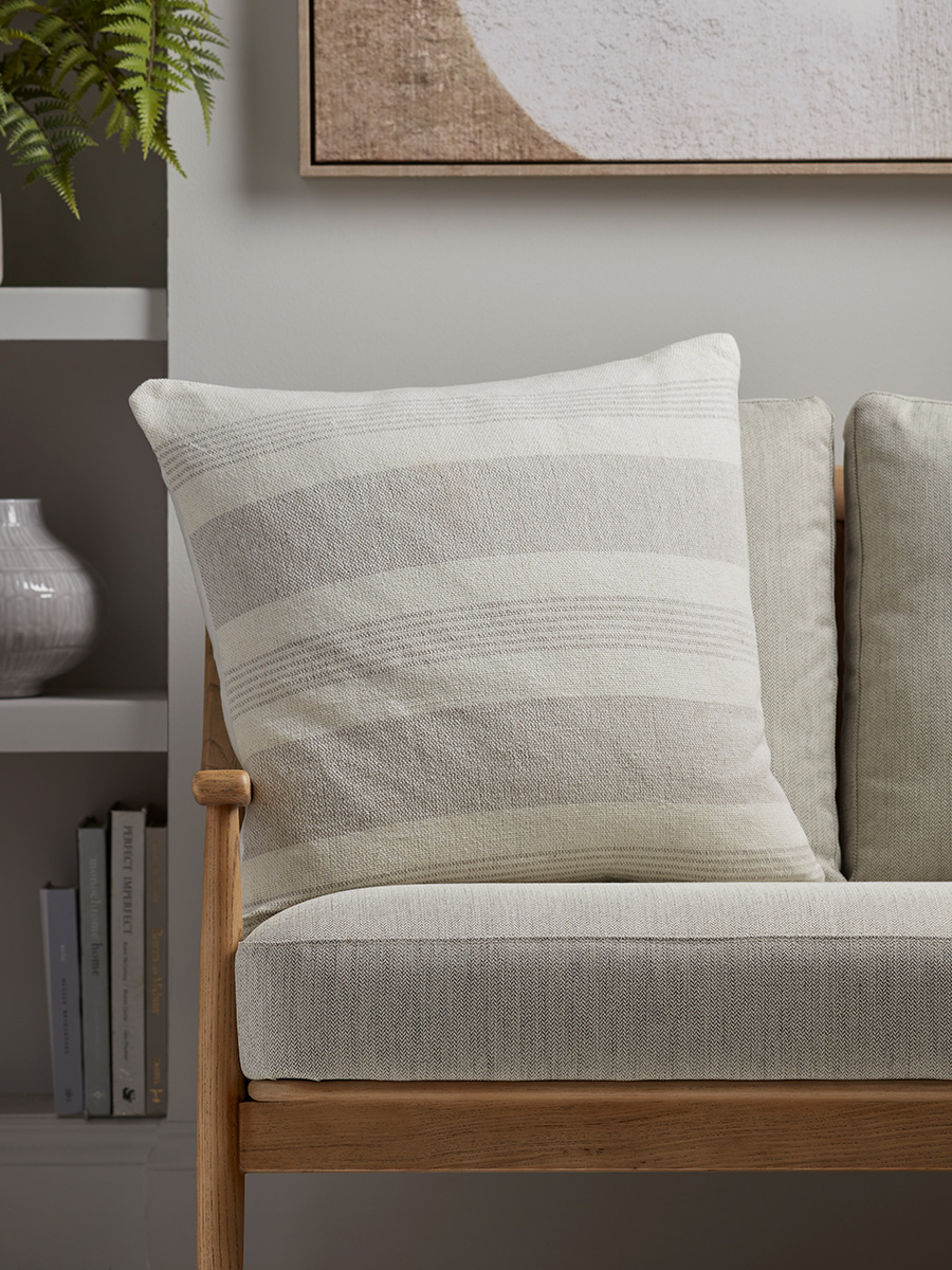 Photo of Stripe organic cotton square cushion - natural