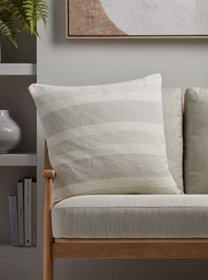 Stripe Organic Cotton Square Cushion - Natural