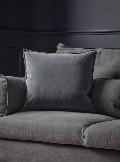 Velvet Square Cushion Cover - Charcoal