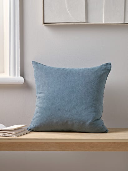 Linen Square Cushion Cover - French Blue