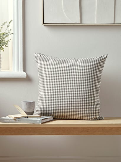 Grey & White Checked Cushion Cover