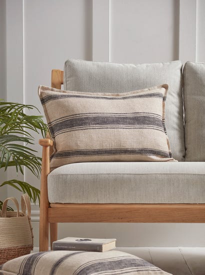Black & Natural Striped Cushion Cover - Rectangle