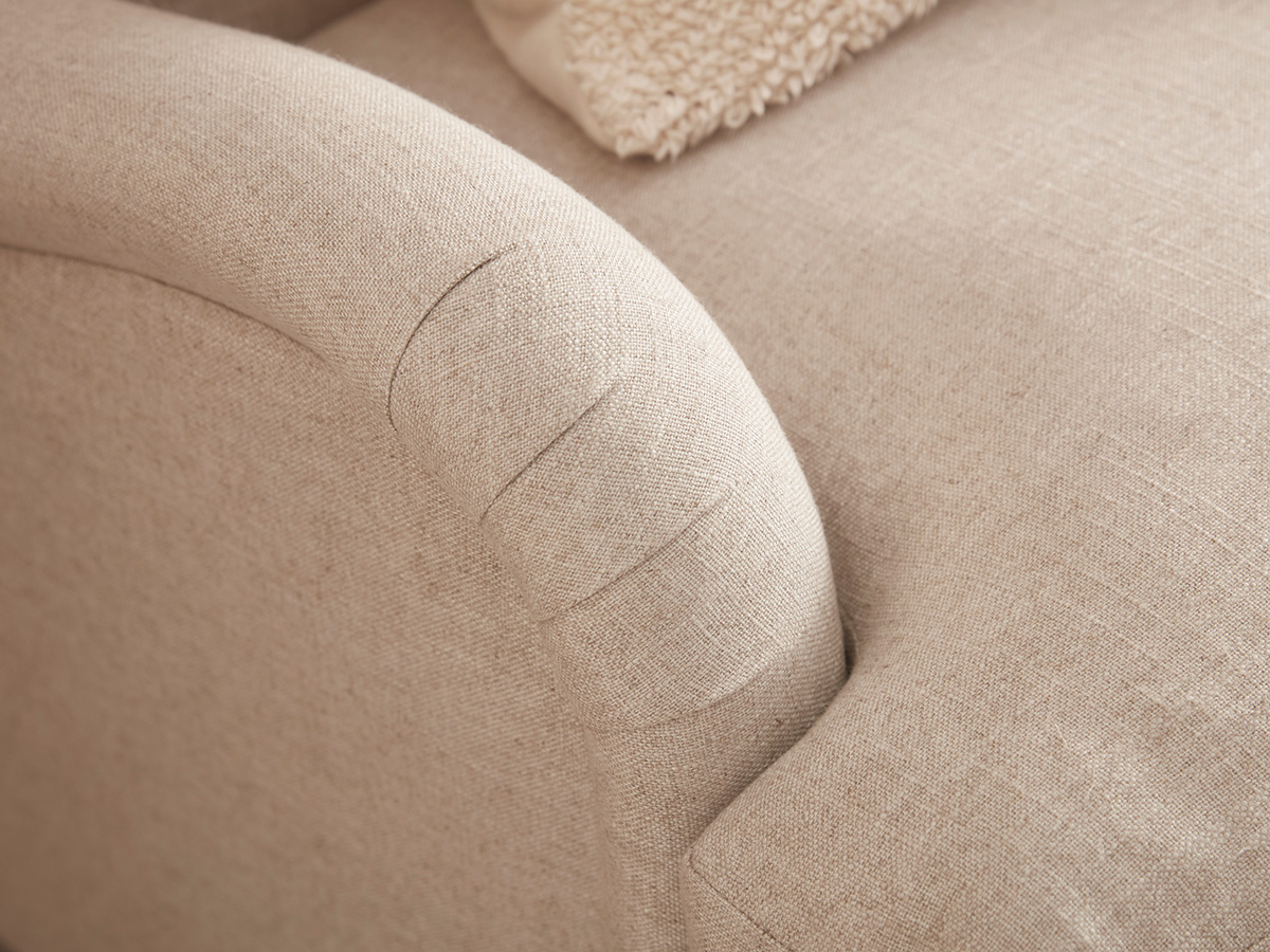 Product photograph of Reine Chaise Left Hand Facing Sofa - Dusky Blue Cotton Stripe from Cox and Cox.