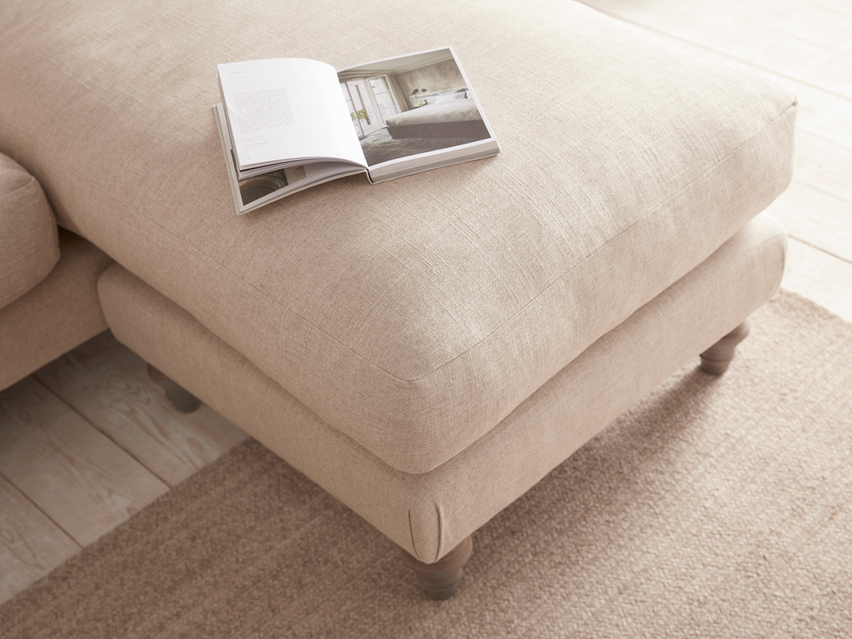 Product photograph of Reine Chaise Left Hand Facing Sofa - Dusky Blue Cotton Stripe from Cox and Cox.