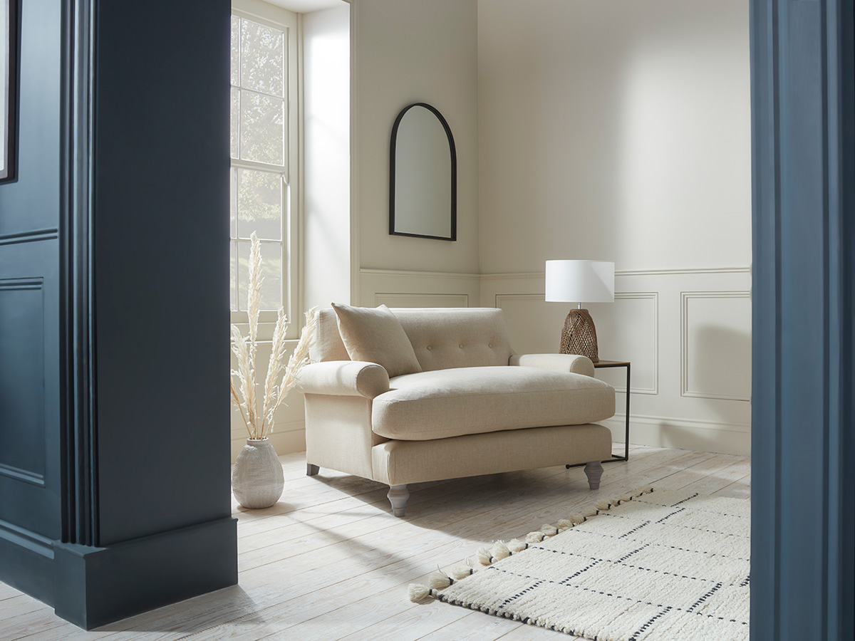 Product photograph of Visby Loveseat Mustard Velvet from Cox and Cox.