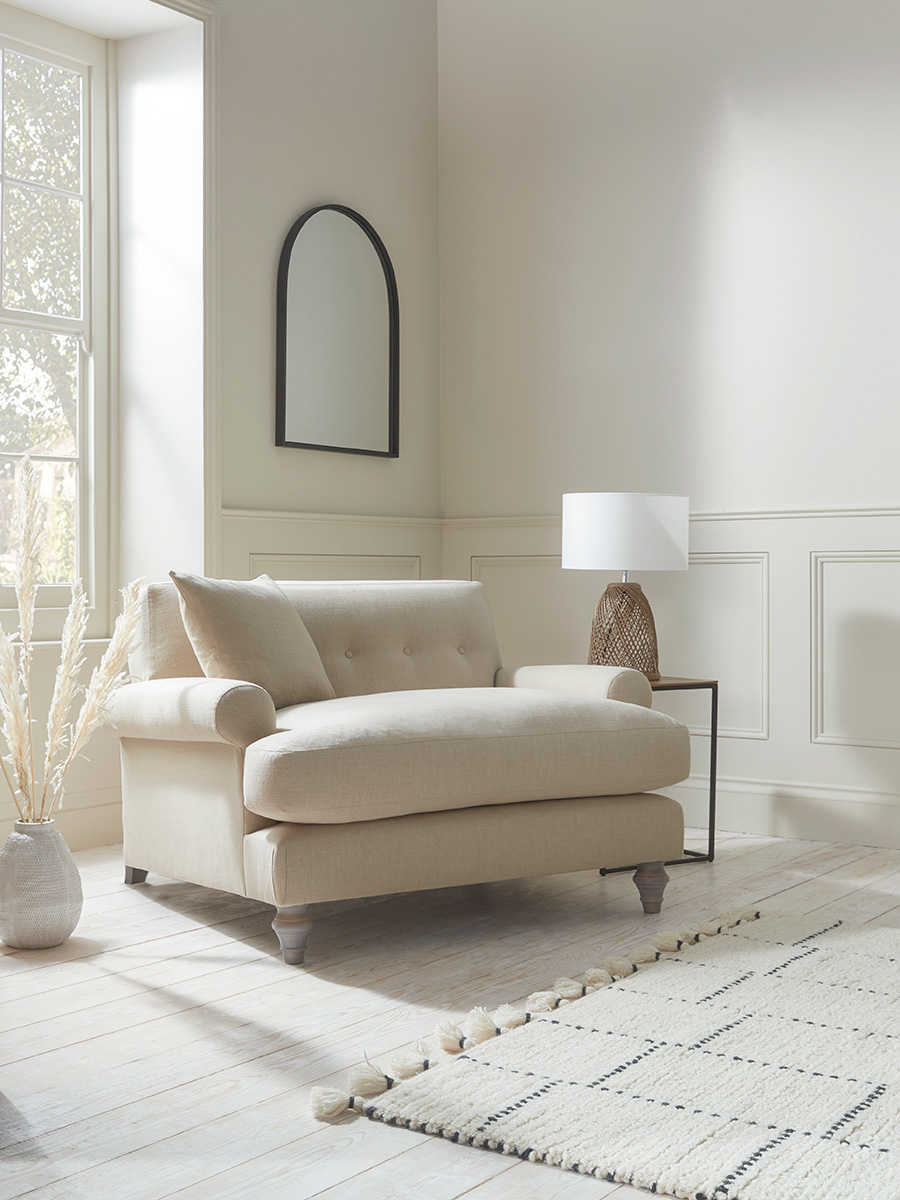 Product photograph of Visby Loveseat Mustard Velvet from Cox and Cox