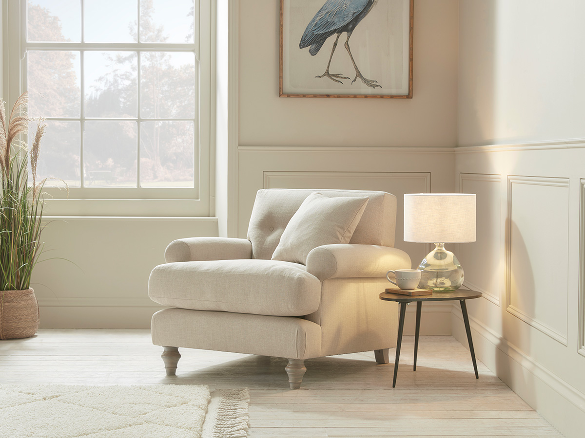 Product photograph of Visby Armchair Tan Leather from Cox and Cox.