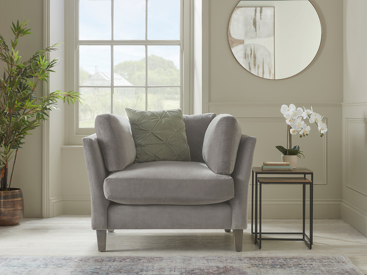 Product photograph of Dinan Loveseat Vintage Grey Herringbone from Cox and Cox.