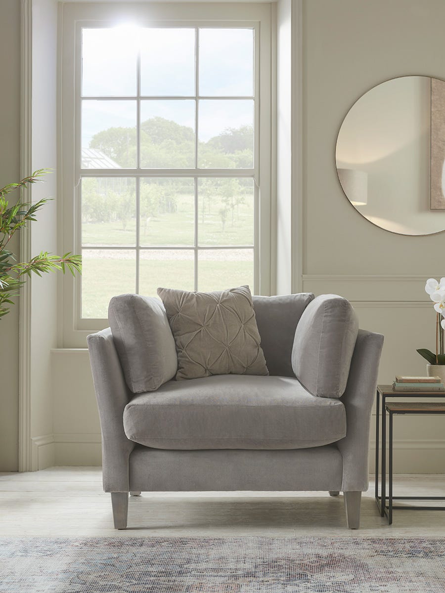 Product photograph of Dinan Loveseat - Silver Velvet from Cox and Cox