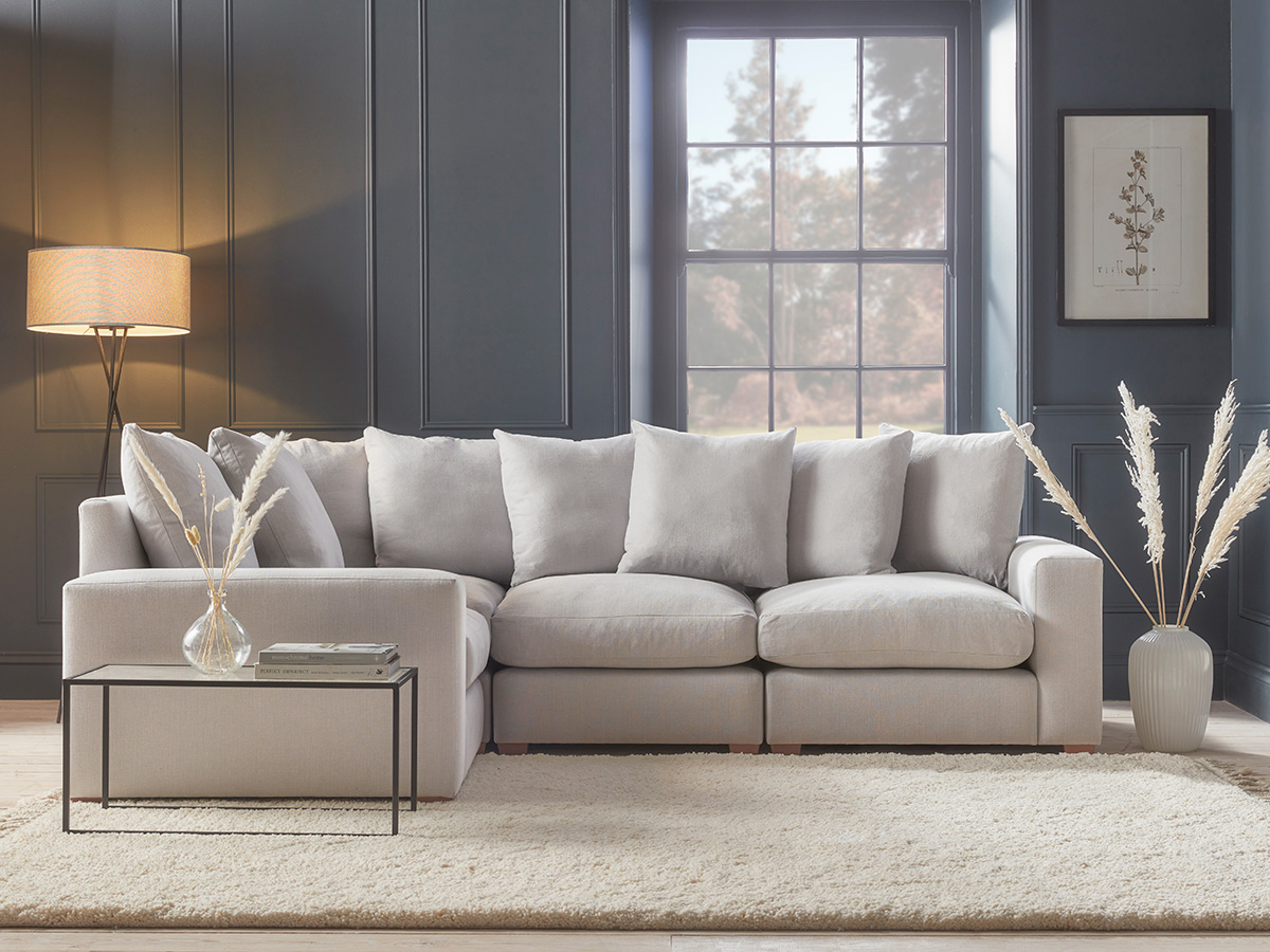 Product photograph of Lyon Corner Sofa Vintage Olive Cotton Linen from Cox and Cox.