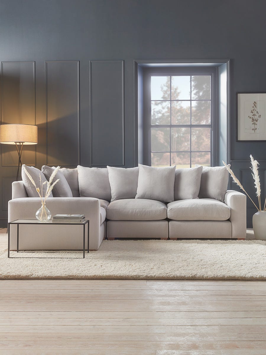 Product photograph of Lyon Corner Sofa Tan Leather from Cox and Cox