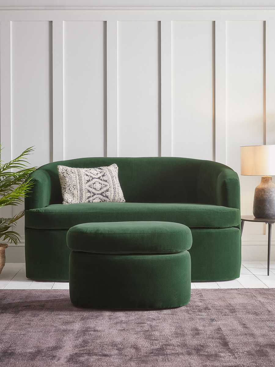 Photo of Lulea two seater sofa – forest green velvet