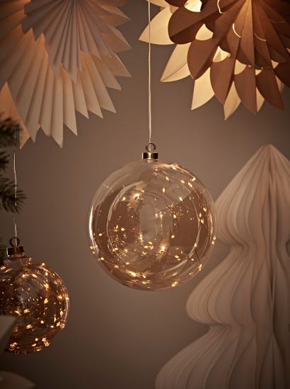 Oversized Light Up Glass Sphere - Amber