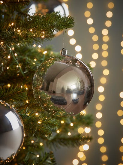Three Oversized Shatterproof Baubles - Silver - 14cm