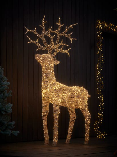 Blonde Faux Rattan Light Up Reindeer
