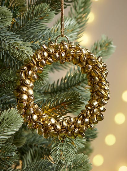 Golden Bells Hanging Wreath Decoration