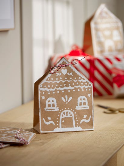 Five Gingerbread House Gift Bags
