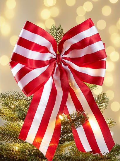 Supersized Candy Striped Bow Tree Topper