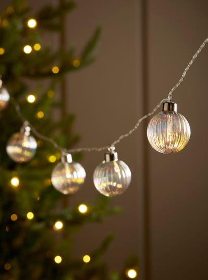 Iridescent Fluted Glass Bauble String Lights