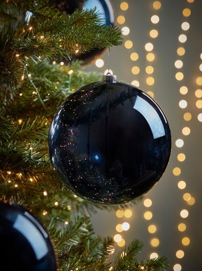Three Oversized Shatterproof Baubles - Midnight - 20cm