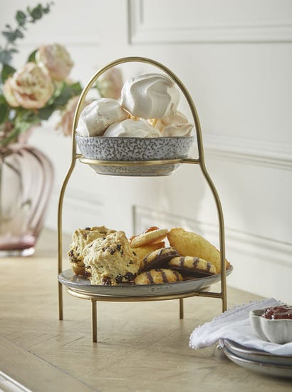 Two Tiered Cake Stand - Brass