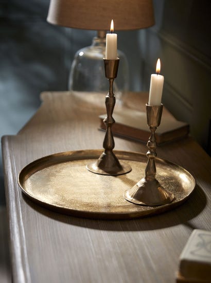 Round Textured Brass Tray - Small