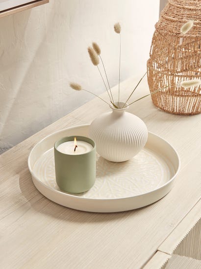 Cream Enamelled Tray