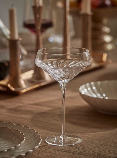 Four Spiral Champagne Coupes