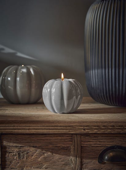 Pumpkin Tealight Holder - Grey - Small