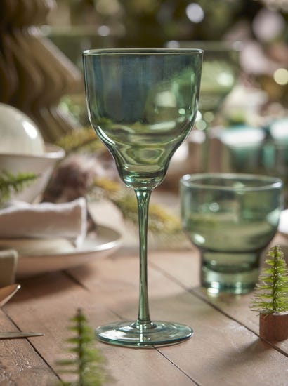 Four Olive Wine Glasses
