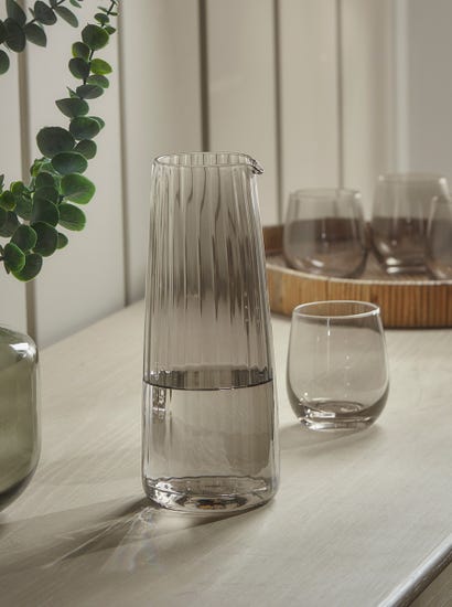 Smoked Fluted Glass Carafe