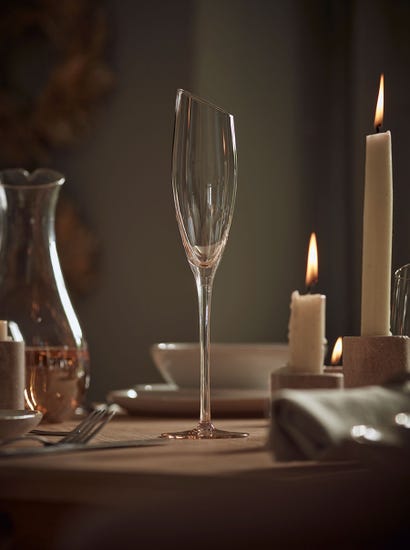 Six Amber Asymmetric Champagne Flutes