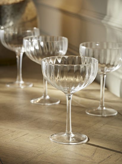 Four Fluted Champagne Coupes