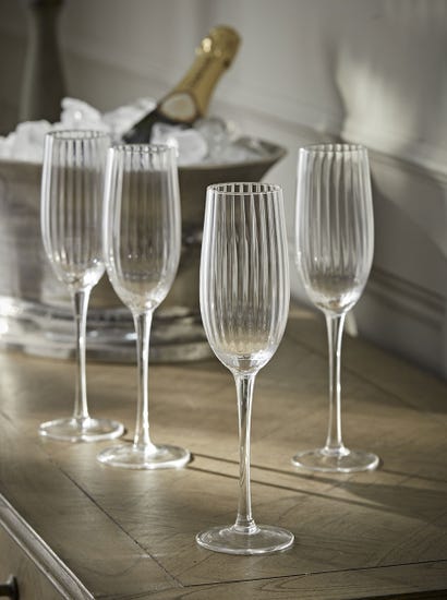 Four Fluted Champagne Flutes