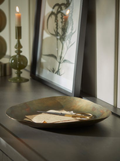 Distressed Brass Effect Tray - Small