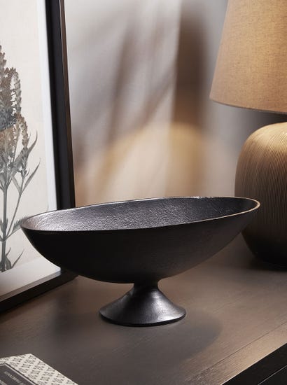 Antiqued Brass Effect Footed Bowl