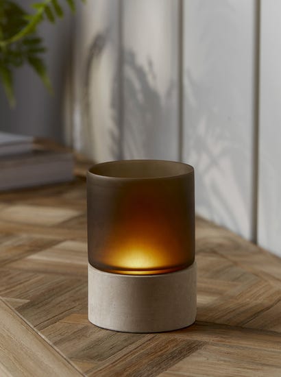 Travertine & Glass Tealight Holder