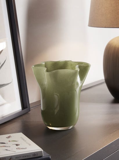 Petal Olive Glass Vase