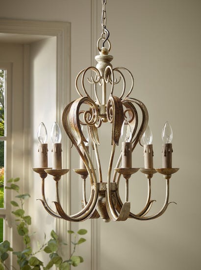 Six Arm Scroll Chandelier